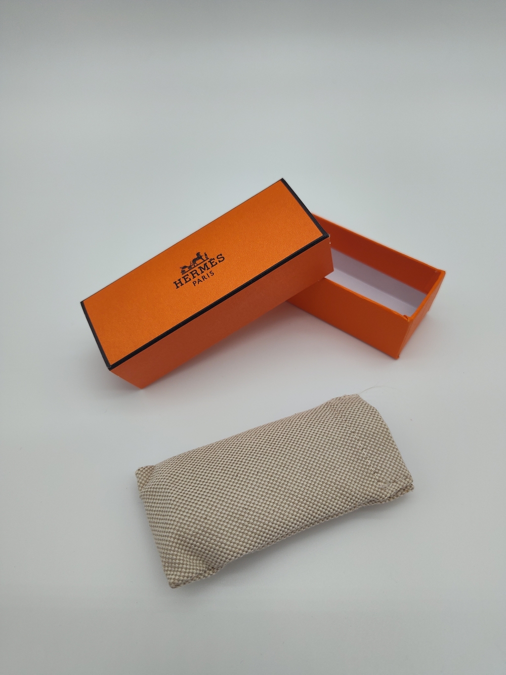 HERMÈS Orange Lipstick Gift Box & Canvas Dust Sleeve Set Empty Packaging EUC